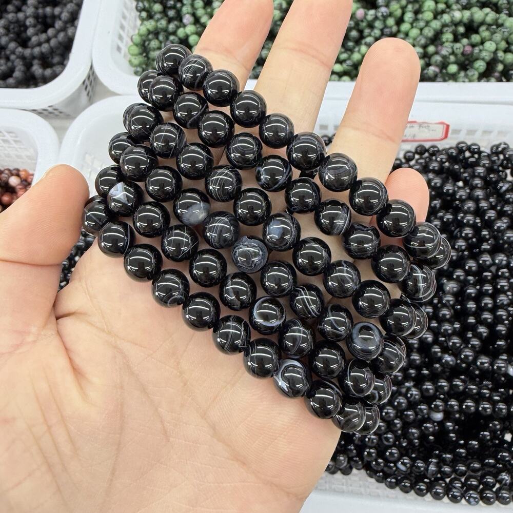 8MM Black Silk Agate bracelet